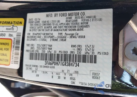 2016 Ford Fusion Se из США, поврежденный, VIN 3FA6P0H71GR384734